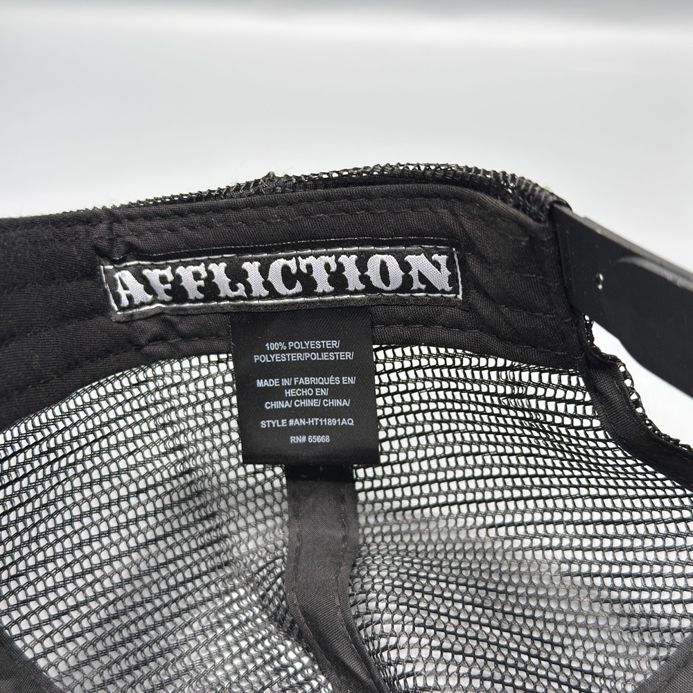 Affliction Mens Live Fast Patch Trucker Hat Black Blue Mesh Snapback HT11891AQ - Picture 7 of 7